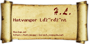 Hatvanger Lóránt névjegykártya